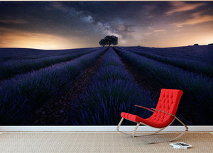 Starry Night on A Lavendar Field Wall Mural Wallpaper - Canvas Art Rocks - 2