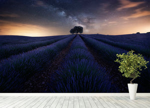 Starry Night on A Lavendar Field Wall Mural Wallpaper - Canvas Art Rocks - 4