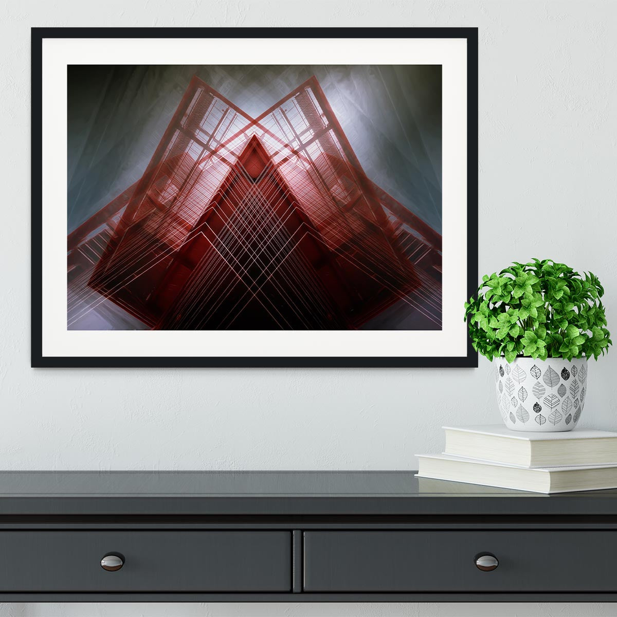 Red Geometric Design Framed Print - Canvas Art Rocks - 1