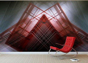 Red Geometric Design Wall Mural Wallpaper - Canvas Art Rocks - 2