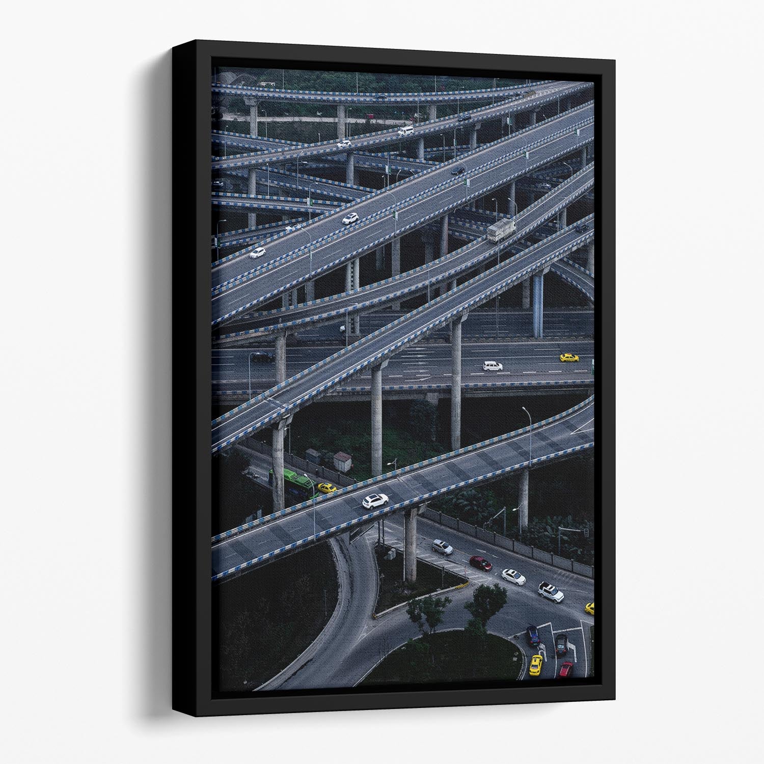 Overlapping Motorway Floating Framed Canvas - Canvas Art Rocks - 1