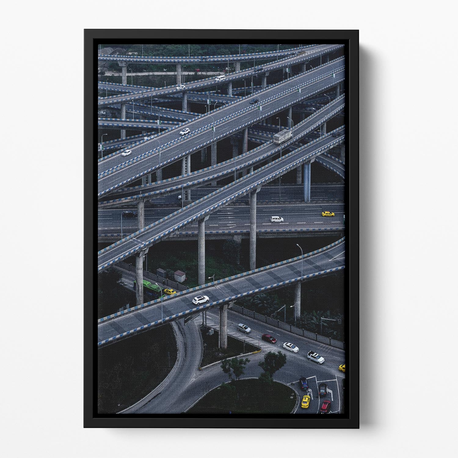 Overlapping Motorway Floating Framed Canvas - Canvas Art Rocks - 2