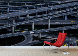 Overlapping Motorway Wall Mural Wallpaper - Canvas Art Rocks - 2