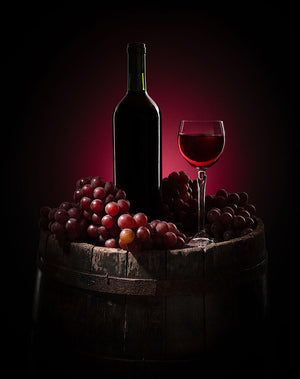 Red Wine With Grapes Wall Mural Wallpaper - Canvas Art Rocks - 1