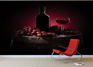 Red Wine With Grapes Wall Mural Wallpaper - Canvas Art Rocks - 2