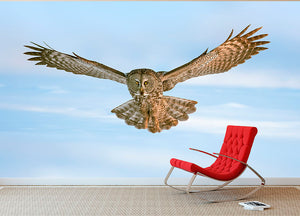 An Owl Flying Wall Mural Wallpaper - Canvas Art Rocks - 2