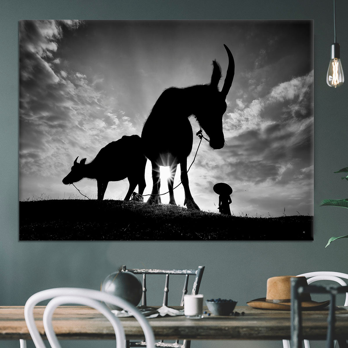 Herding Buffalos Canvas Print or Poster - Canvas Art Rocks - 3