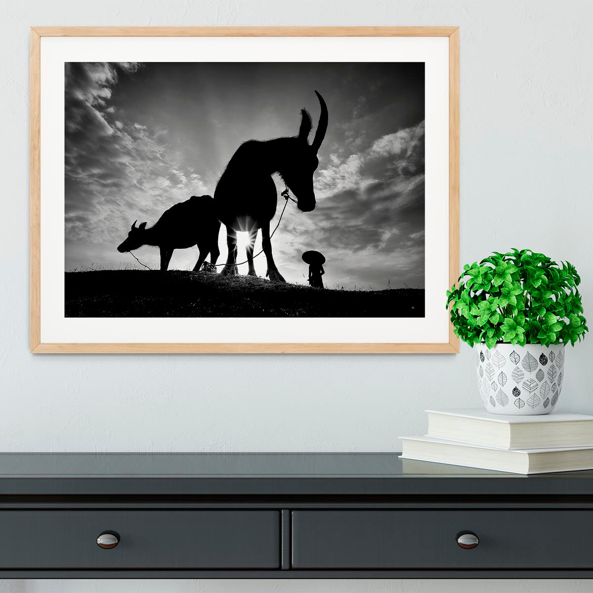 Herding Buffalos Framed Print - Canvas Art Rocks - 3