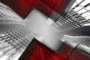 Red And White Skyscrapers Wall Mural Wallpaper - Canvas Art Rocks - 1