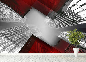 Red And White Skyscrapers Wall Mural Wallpaper - Canvas Art Rocks - 4