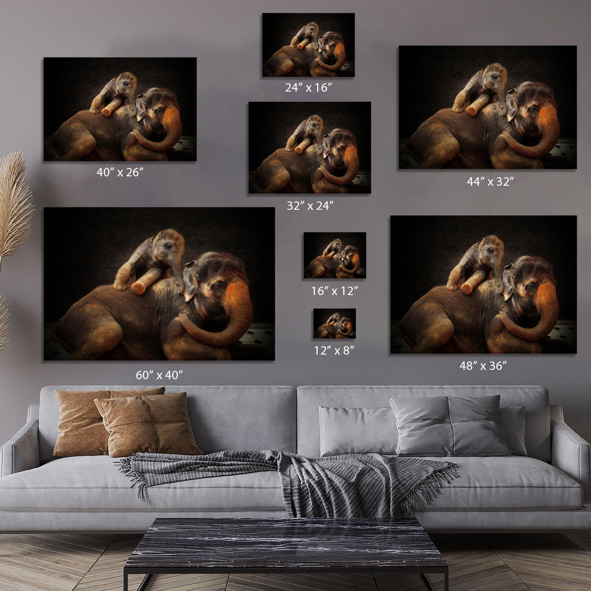 Mother And Baby Elephants Canvas Print or Poster - Canvas Art Rocks - 7