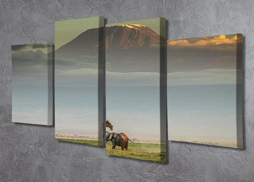 An Elephant Playing In The Dirt 4 Split Panel Canvas - Canvas Art Rocks - 2