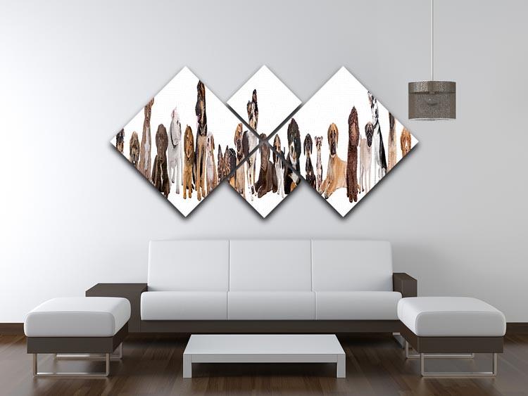 22 puppy dogs in a row in front of a white background 4 Square Multi Panel Canvas - Canvas Art Rocks - 3