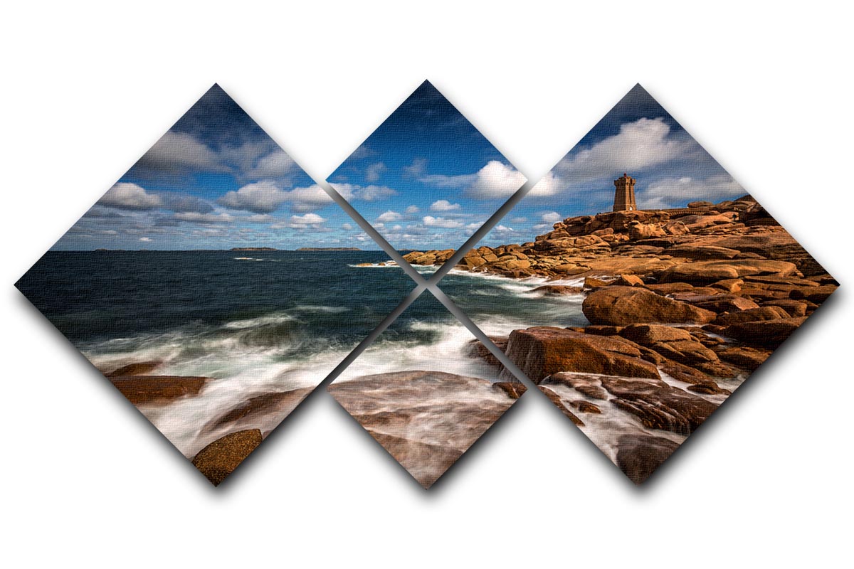 Le Phare De Ploumanac'h 4 Square Multi Panel Canvas - Canvas Art Rocks - 1