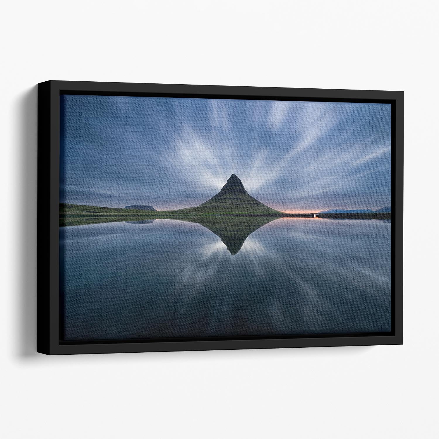 A Night At Kirkjufell Floating Framed Canvas - Canvas Art Rocks - 1