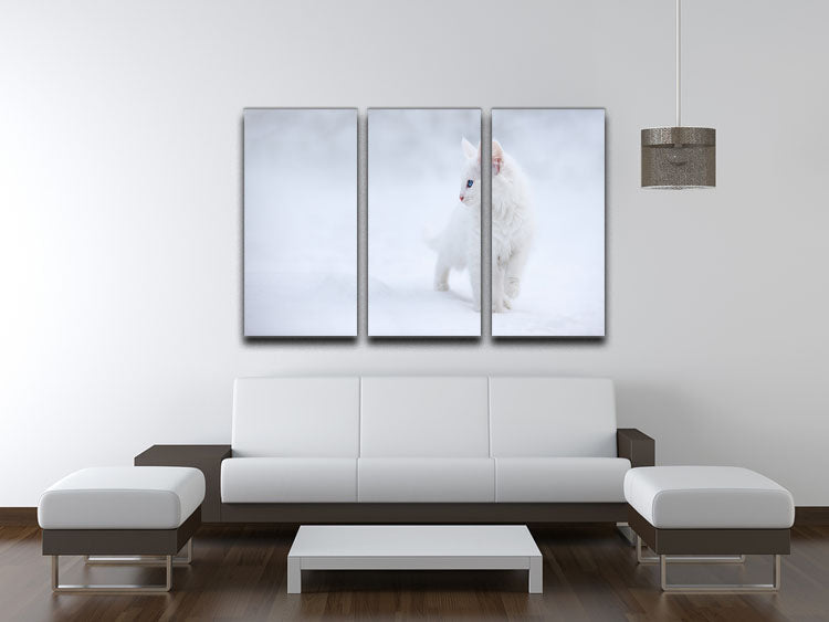 Kitten White as Snow 3 Split Panel Canvas Print - Canvas Art Rocks - 3