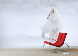 Kitten White as Snow Wall Mural Wallpaper - Canvas Art Rocks - 2