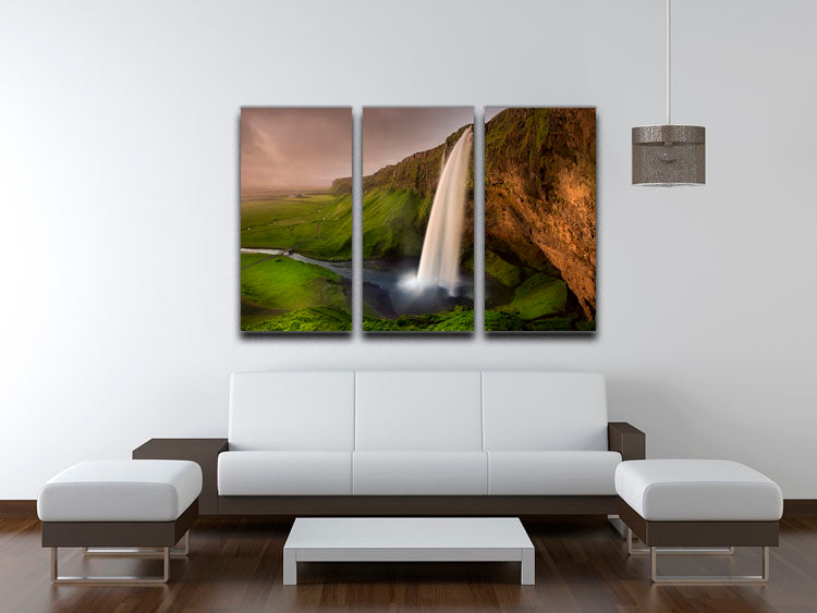 Seljalandsfoss 3 Split Panel Canvas Print - Canvas Art Rocks - 3