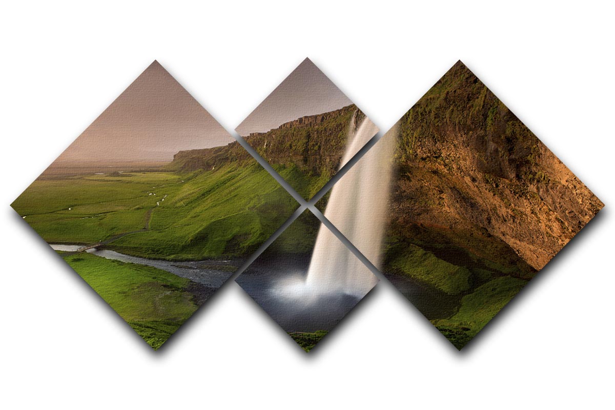 Seljalandsfoss 4 Square Multi Panel Canvas - Canvas Art Rocks - 1