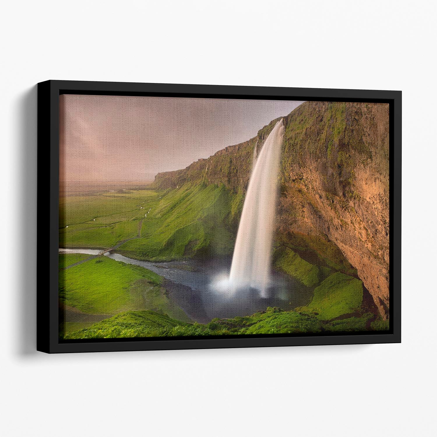 Seljalandsfoss Floating Framed Canvas - Canvas Art Rocks - 1