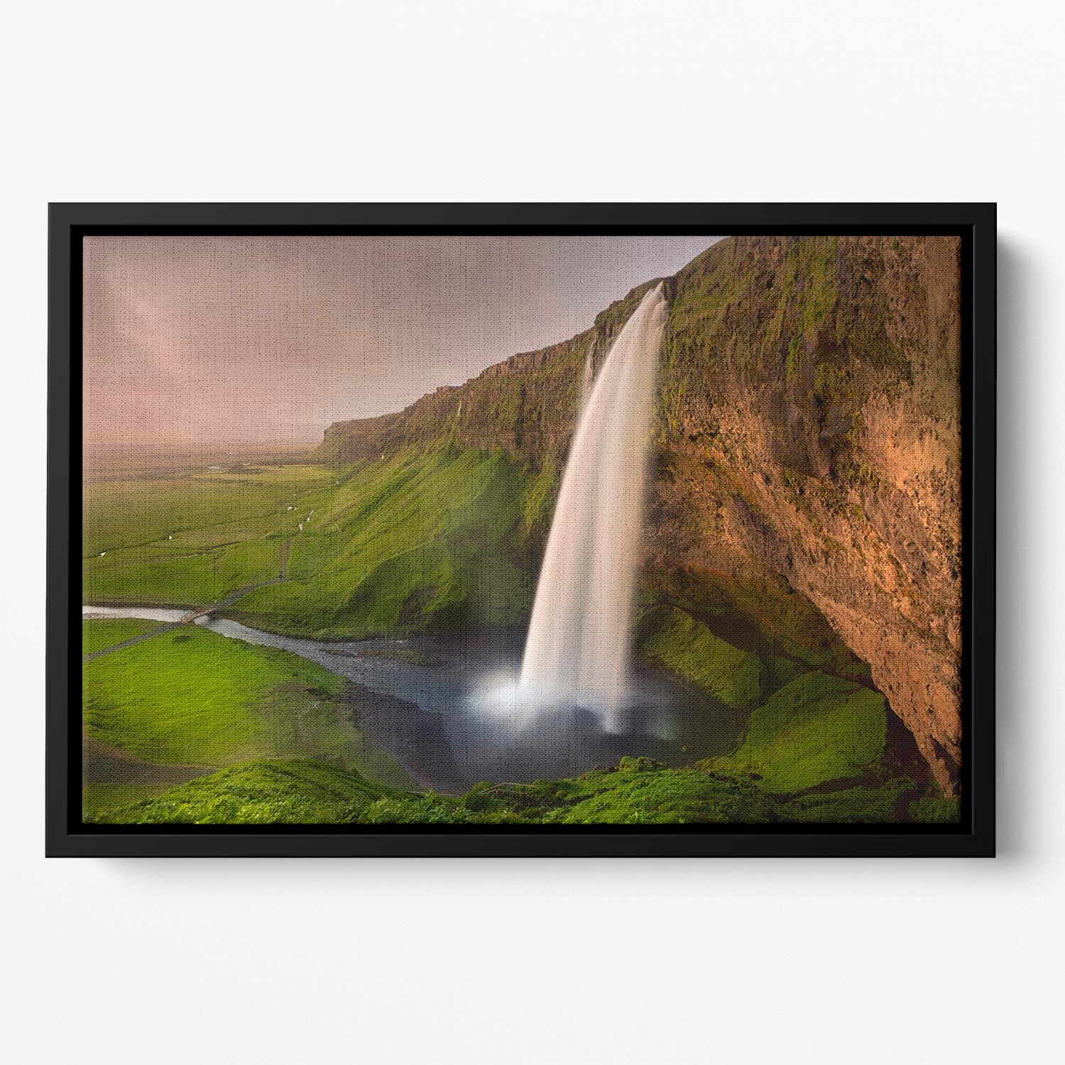 Seljalandsfoss Floating Framed Canvas - Canvas Art Rocks - 2