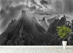 Misty Morning At Great Wall Wall Mural Wallpaper - Canvas Art Rocks - 4