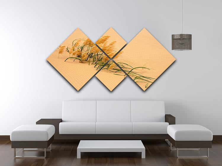 Pampas Grass In Sand Dune 4 Square Multi Panel Canvas - Canvas Art Rocks - 3