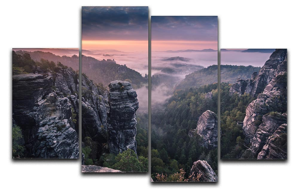 Sunrise On The Rocks 4 Split Panel Canvas - Canvas Art Rocks - 1
