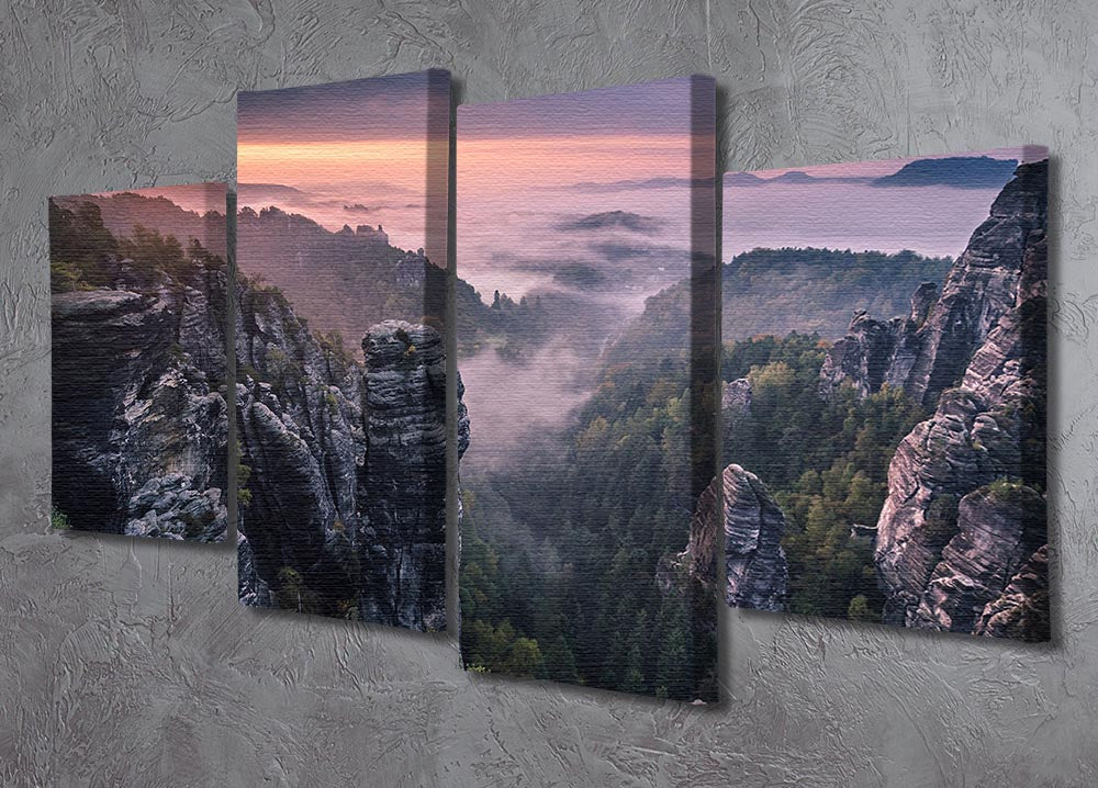 Sunrise On The Rocks 4 Split Panel Canvas - Canvas Art Rocks - 2