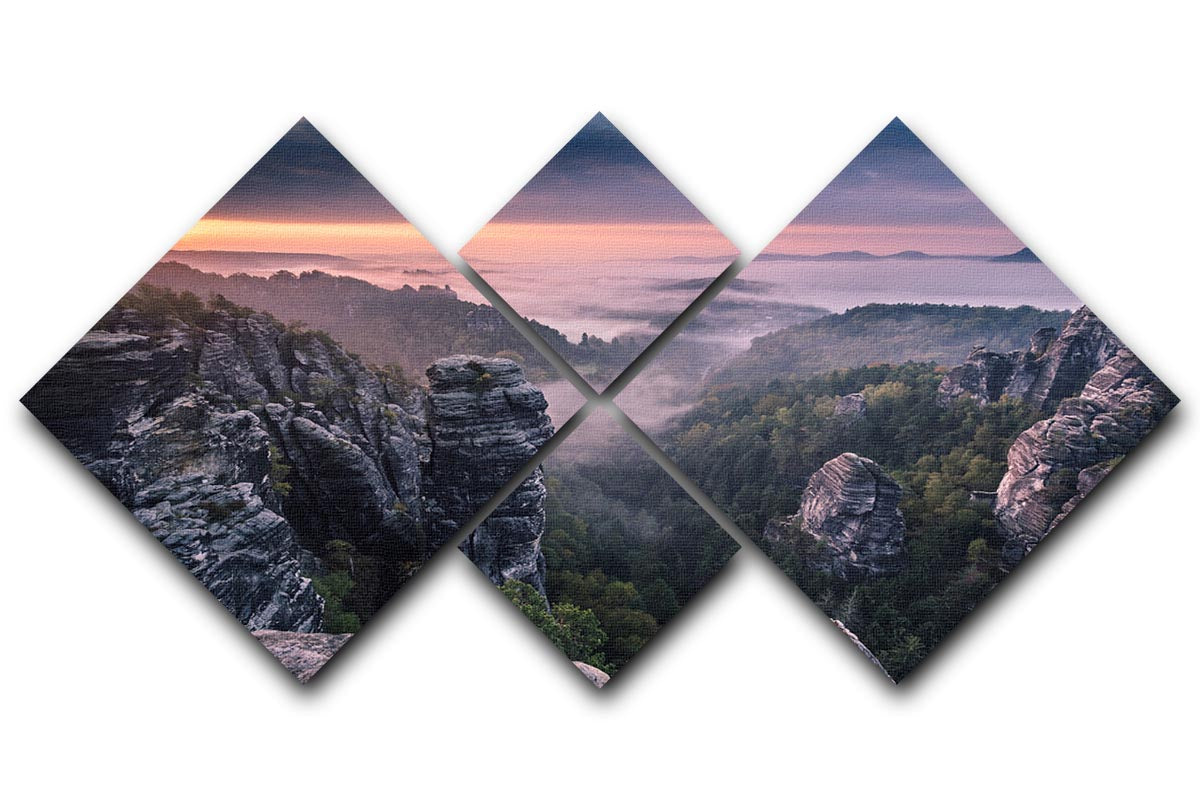 Sunrise On The Rocks 4 Square Multi Panel Canvas - Canvas Art Rocks - 1