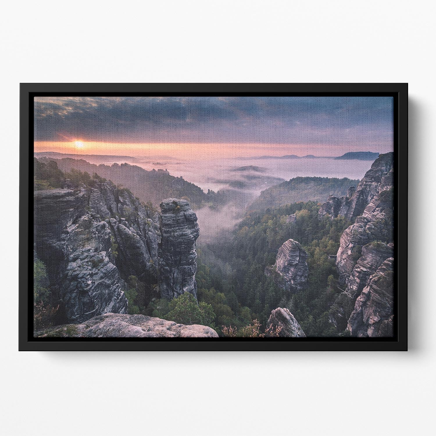 Sunrise On The Rocks Floating Framed Canvas - Canvas Art Rocks - 2