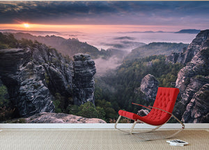 Sunrise On The Rocks Wall Mural Wallpaper - Canvas Art Rocks - 2