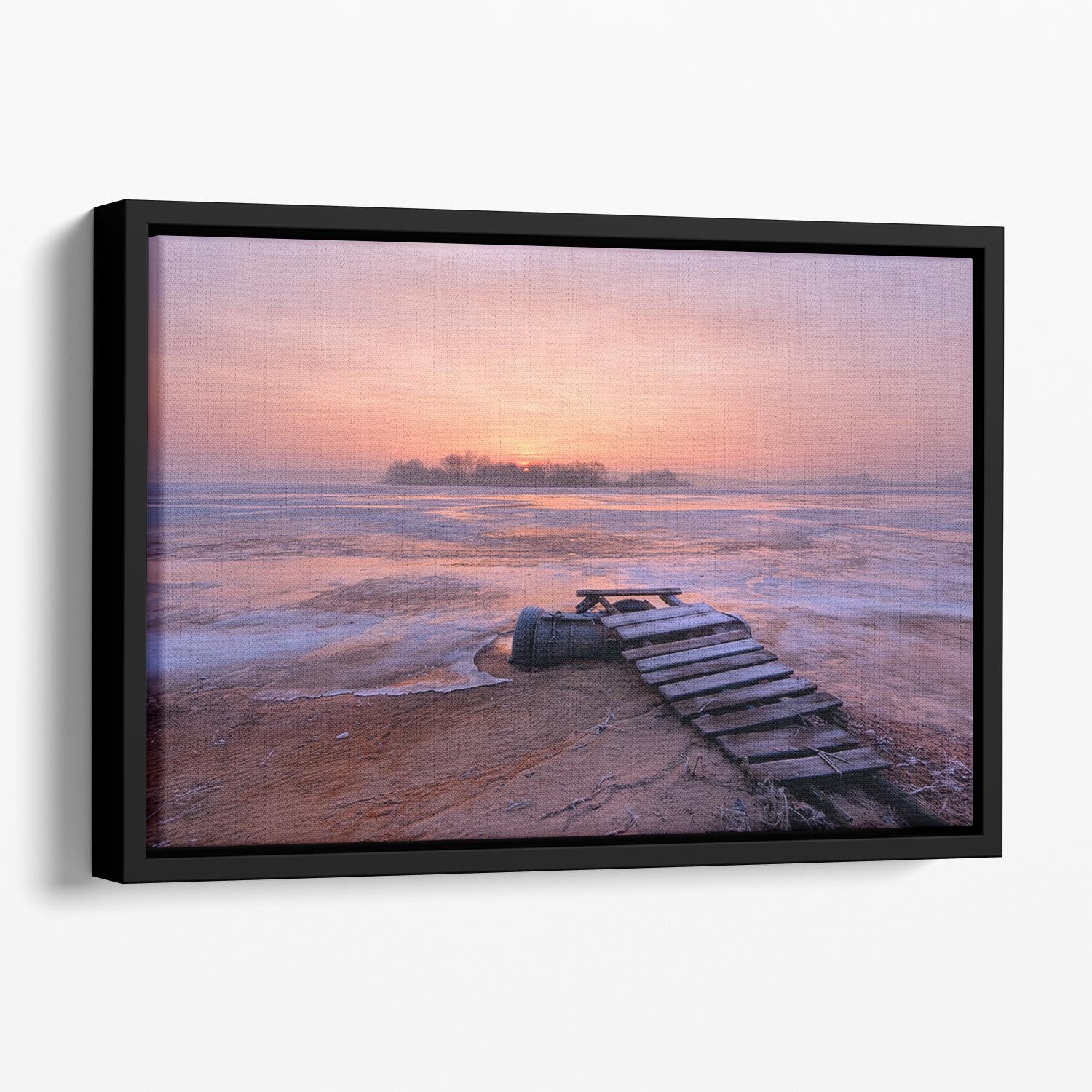 Cold Morning Floating Framed Canvas - Canvas Art Rocks - 1