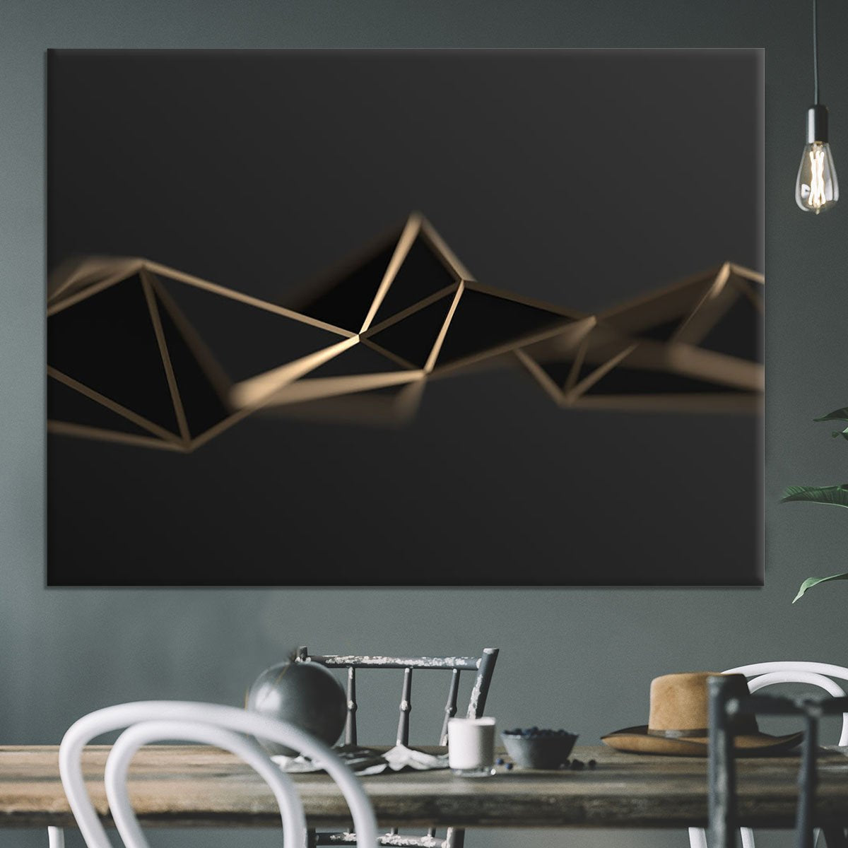 3D Gold Triangluated Surface Canvas Print or Poster