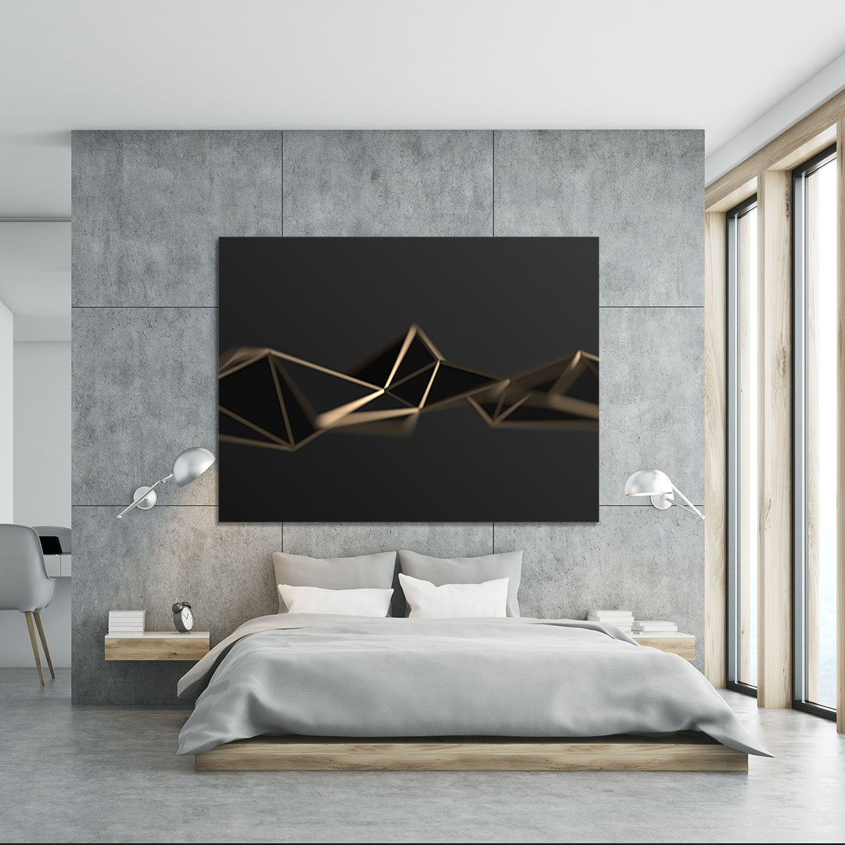 3D Gold Triangluated Surface Canvas Print or Poster