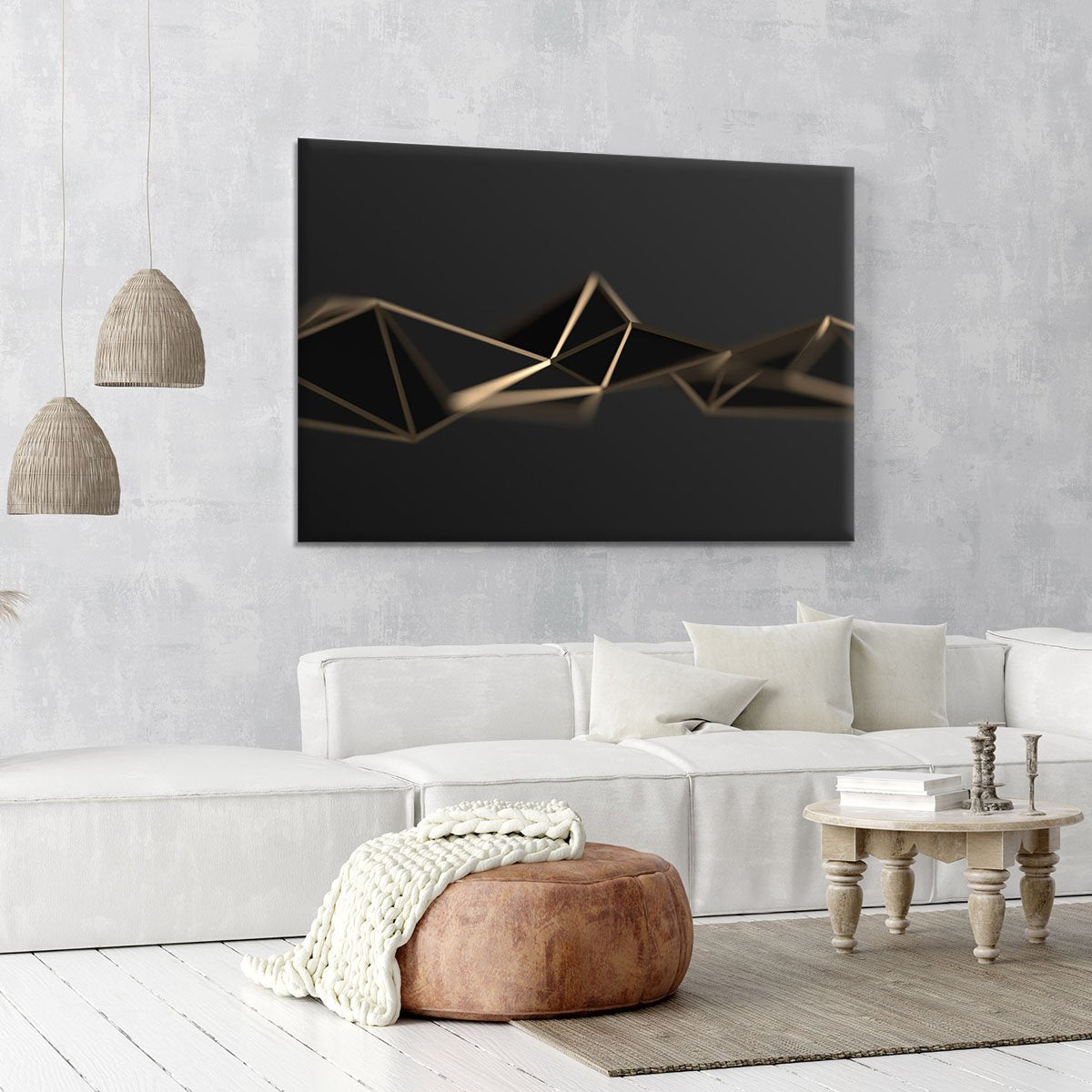 3D Gold Triangluated Surface Canvas Print or Poster