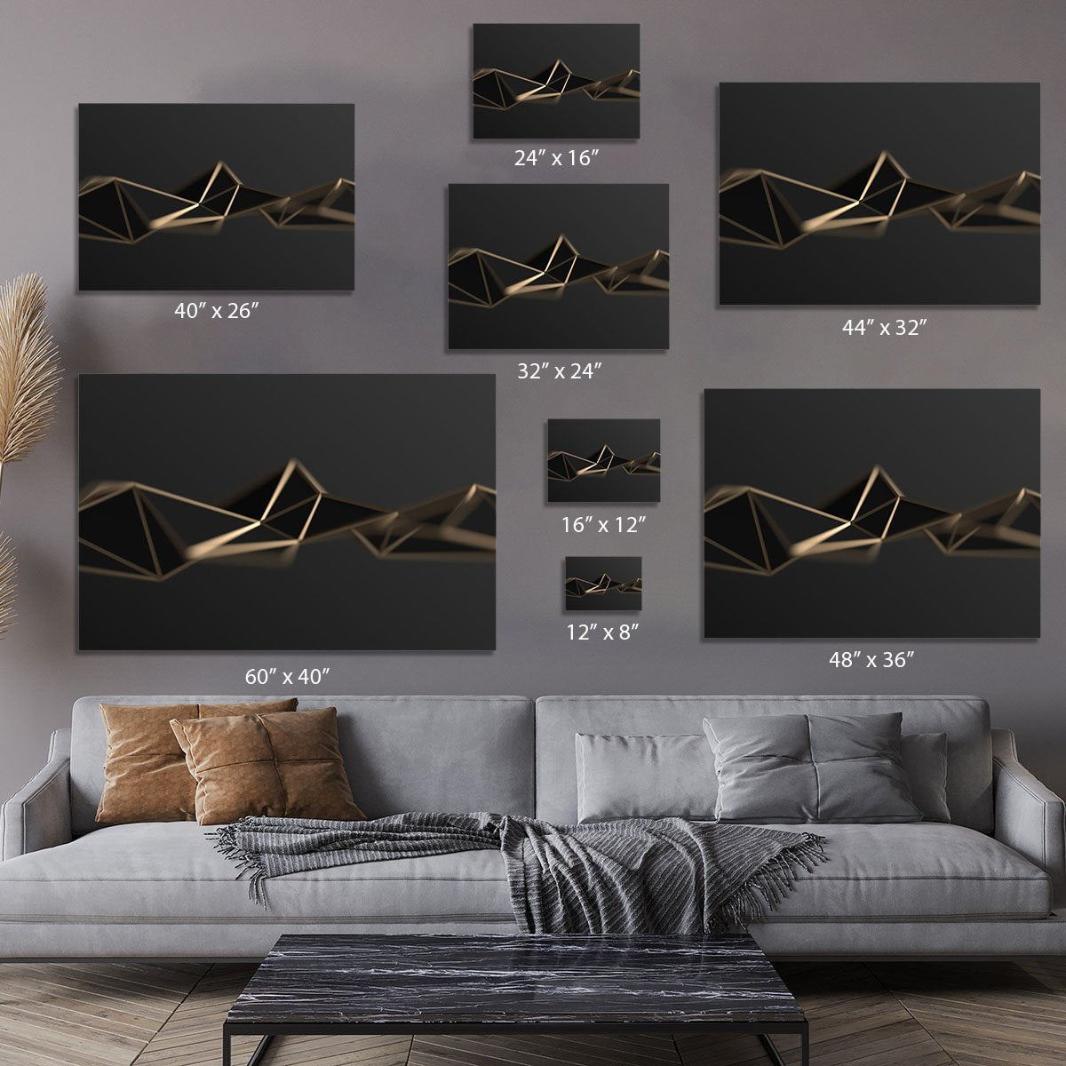 3D Gold Triangluated Surface Canvas Print or Poster