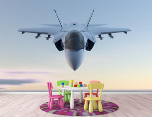 3D Jet F-35 fighter Wall Mural Wallpaper - Canvas Art Rocks - 3