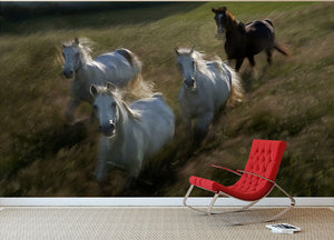 Horses Gallop in Wall Mural Wallpaper - Canvas Art Rocks - 2