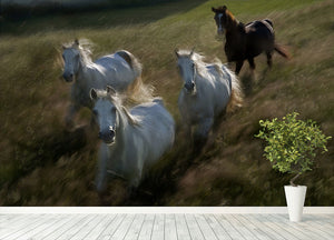 Horses Gallop in Wall Mural Wallpaper - Canvas Art Rocks - 4