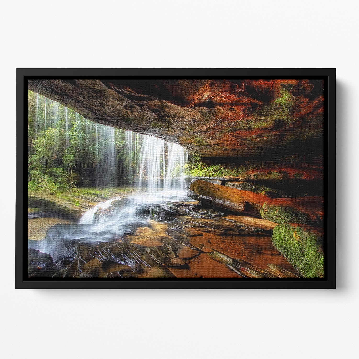 Under The Ledge Floating Framed Canvas - Canvas Art Rocks - 2