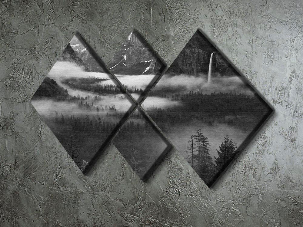 Fog Floating In Yosemite Valley 4 Square Multi Panel Canvas - Canvas Art Rocks - 2