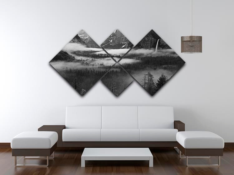 Fog Floating In Yosemite Valley 4 Square Multi Panel Canvas - Canvas Art Rocks - 3