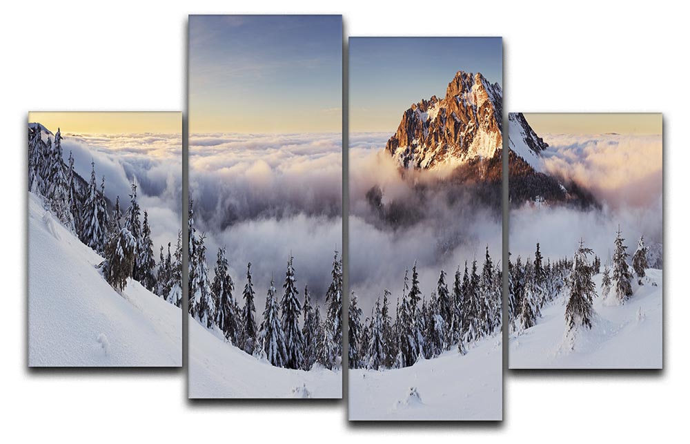 Golden Peak 4 Split Panel Canvas - Canvas Art Rocks - 1