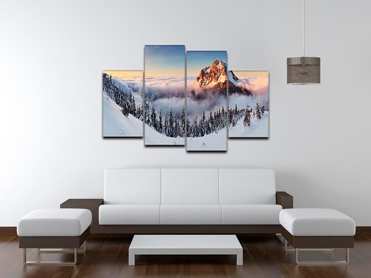 Golden Peak 4 Split Panel Canvas - Canvas Art Rocks - 3