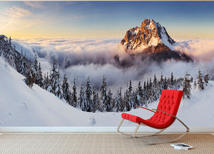 Golden Peak Wall Mural Wallpaper - Canvas Art Rocks - 2