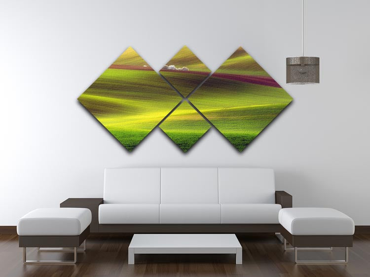 Golden Fields 4 Square Multi Panel Canvas - Canvas Art Rocks - 3