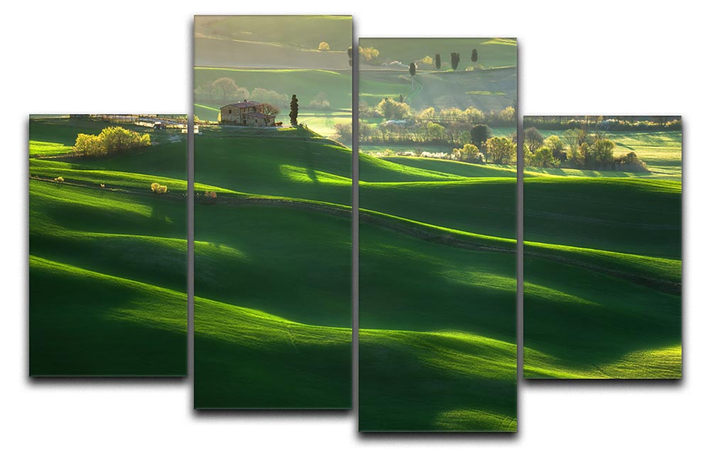 Green Waves 4 Split Panel Canvas - Canvas Art Rocks - 1