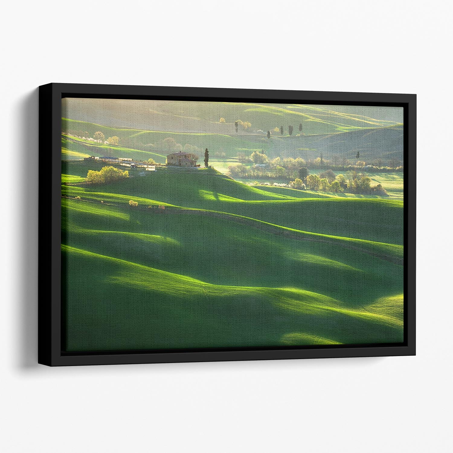 Green Waves Floating Framed Canvas - Canvas Art Rocks - 1