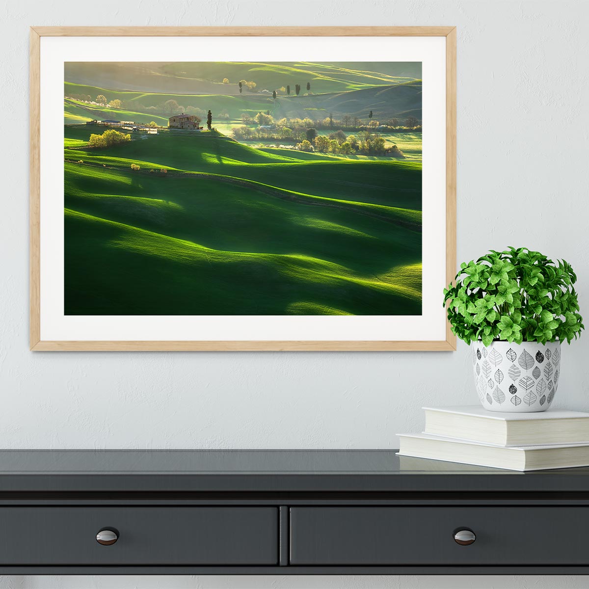 Green Waves Framed Print - Canvas Art Rocks - 3